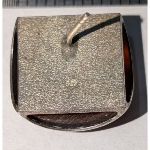 Geometric Chic Sterling 925 Silver Amber Earrings - Picture 10 of 11